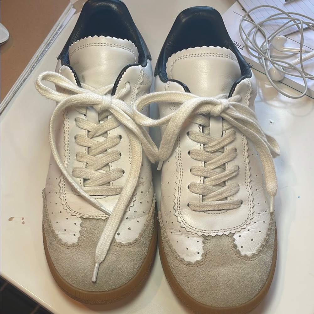 Isabel Marant white and black/grey toe suede Sneakers